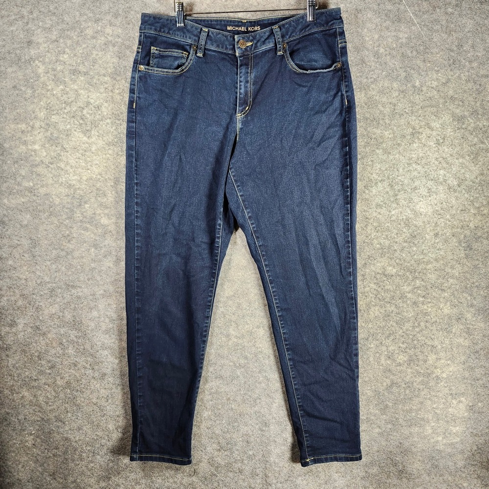 MICHAEL KORS Izzy Skinny Jeans Dark Wash Women Size 14W Stretch Denim Preppy‎